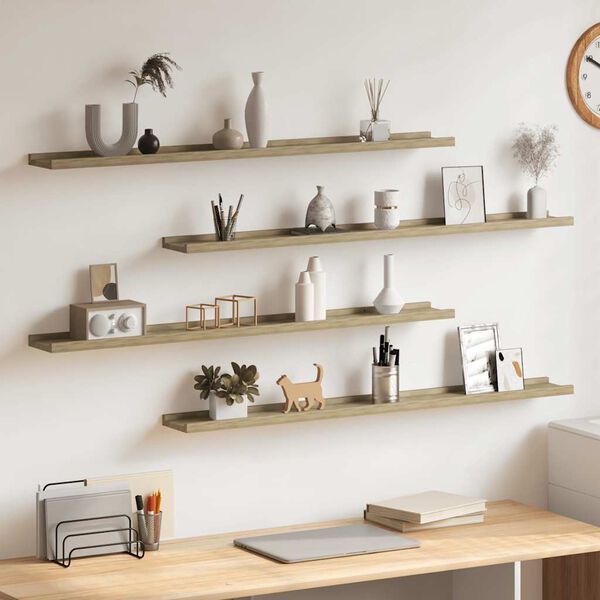 vidaXL Wall Shelves 4 pcs Sonoma Oak 100x9x3 cm