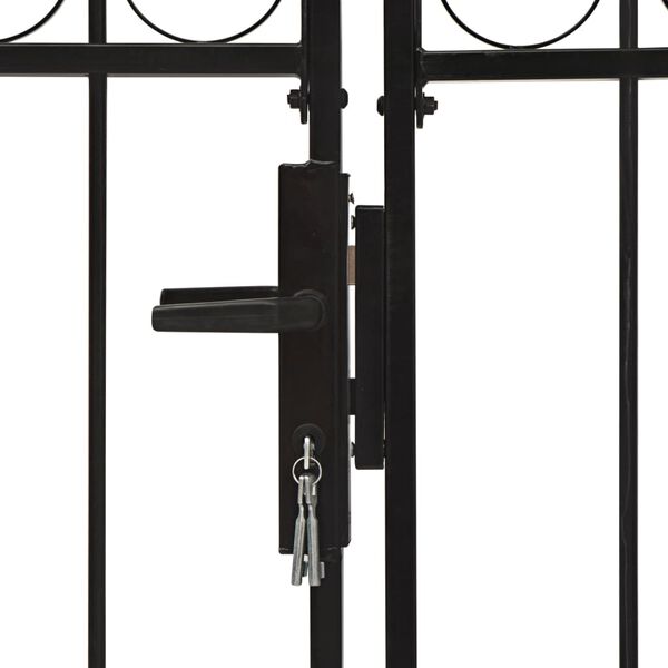 vidaXL Fence Gate Double Door with Arched Top Steel 400x175 cm Black