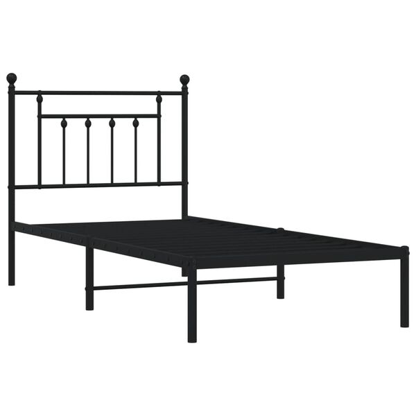 vidaXL Metal Bed Frame without Mattress with Headboard Black 80x200cm
