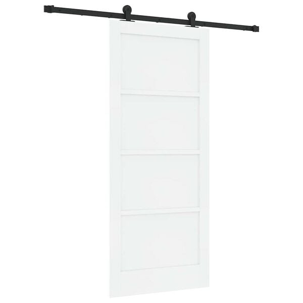 vidaXL Sliding Door White and Black 86 x 198.5 cm Solid Pine Wood