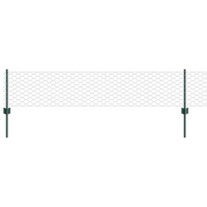 vidaXL Hexagonal Fence with Post 10 x 0.4 m PVC-Coated Steel Green