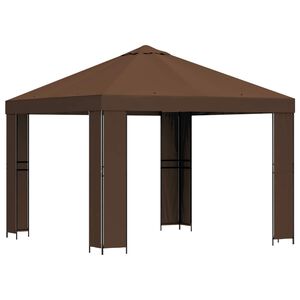 vidaXL Gazebo 3 x 3 m Brown Polyester and Steel 190 gsm