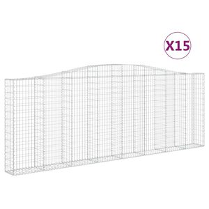 vidaXL Arched Gabion Baskets 15 pcs 400x30x140/160 cm Galvanised Iron