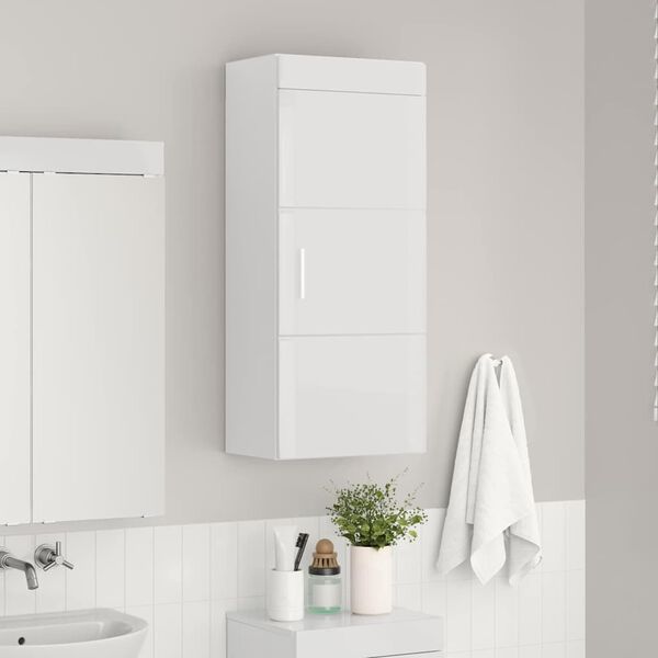 vidaXL Bathroom Wall Cabinet TULUM High Gloss White 37 x 24.5 x 86 cm