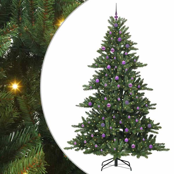 vidaXL Artificial Hinged Christmas Tree Green 240 cm PVC and Steel