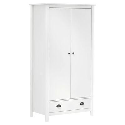 vidaXL 2-Door Wardrobe Hill White 89x50x170 cm Solid Pine Wood