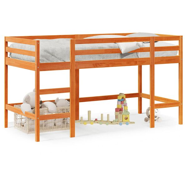 vidaXL Kids' Loft Bed without Mattress with Ladder Wax Brown 90x190 cm Single