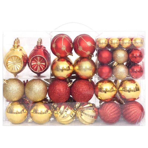vidaXL 108 Piece Christmas Bauble Set Gold and Red