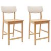 vidaXL Dining Chairs 2 pcs Solid Rubber Wood Natural 48 x 49 x 95 cm
