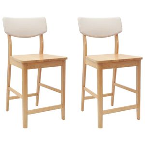 vidaXL Dining Chairs 2 pcs Solid Rubber Wood Natural 48 x 49 x 95 cm