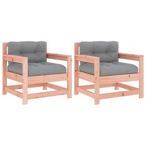 vidaXL Garden Chairs with Cushions 2 pcs Solid Wood Douglas