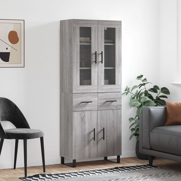 vidaXL Highboard Grey Sonoma 69.5x34x180 cm Engineered Wood