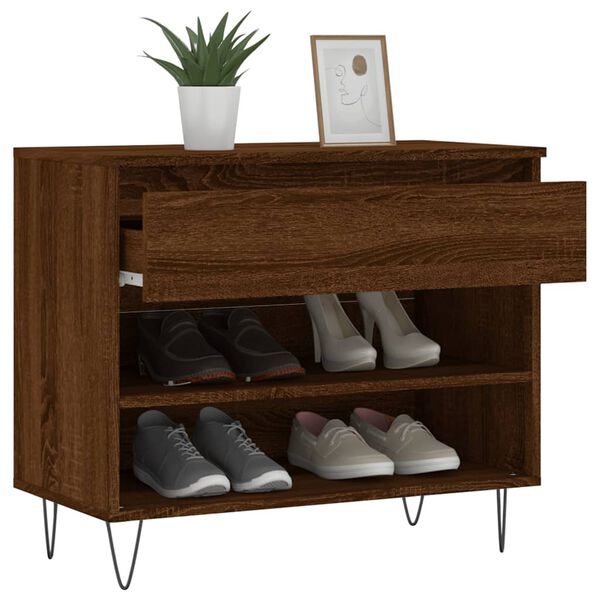 vidaXL Shoe Cabinet Brown Oak 70x36x60 cm Engineered Wood