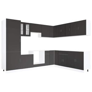 vidaXL 14 Piece Kitchen Cabinet Set Porto Black Engineered Wood