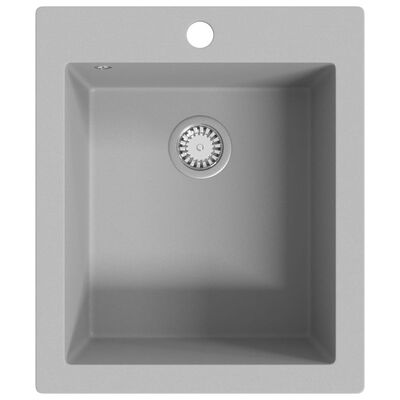 vidaXL Overmount Kitchen Sink Single Basin Granite Grey