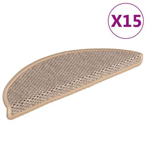 vidaXL Stair Mat | Set of 15 | Light beige