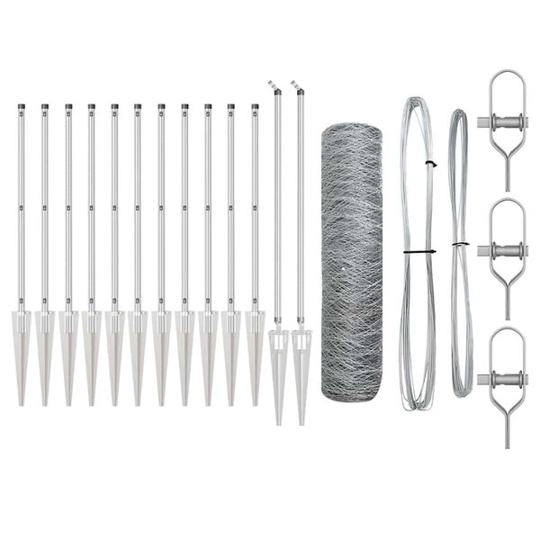 vidaXL Fence Post Silver 25 x 0.8 m (50 mm mesh) Steel