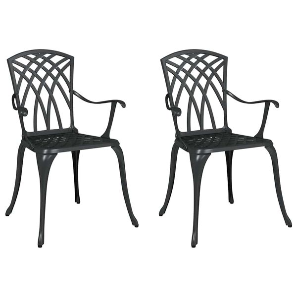 vidaXL Garden Chair 2 pcs Black 55 x 56.5 x 91cm Aluminium