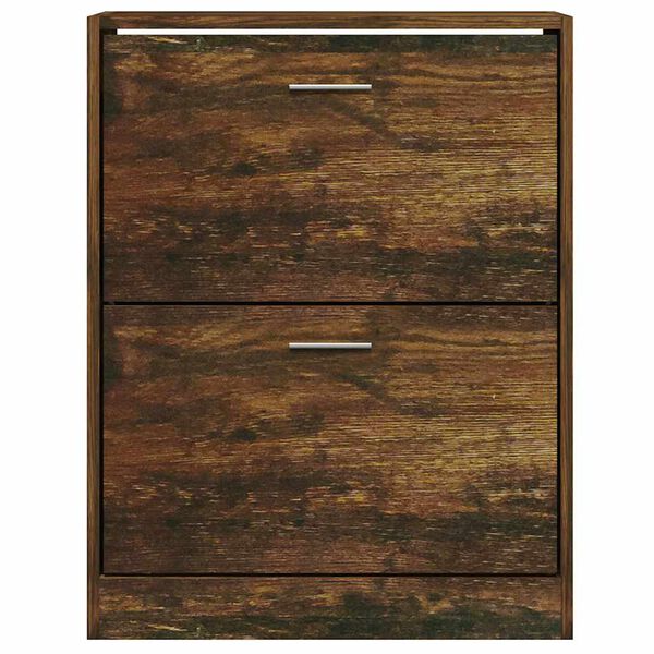 vidaXL Shoe Cabinet Smoked Oak 63x24x81 cm Engineered Wood