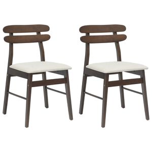 vidaXL Dining Chair 2 pcs Solid Rubber Wood Light Brown and Light