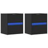 vidaXL TV Wall Cabinets with LED Lights 2 pcs Black 41x31x45 cm