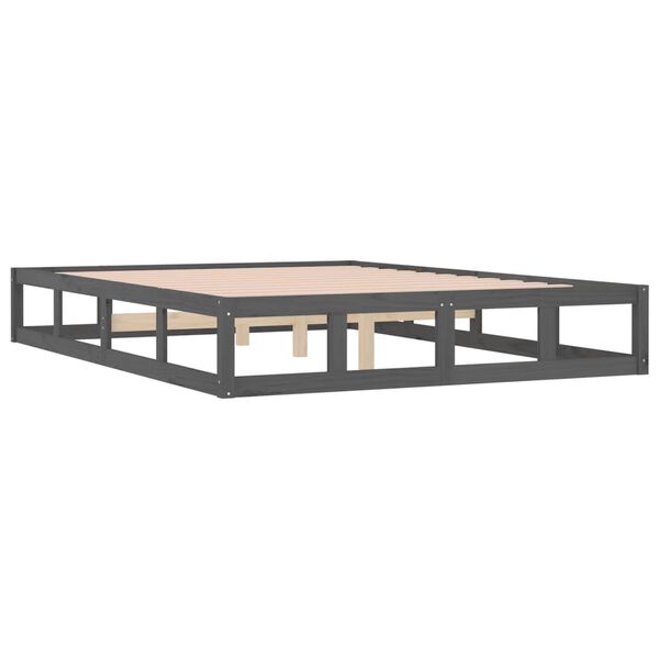 vidaXL Bed Frame without Mattress Grey 150x200 cm King Size King Size Solid Wood