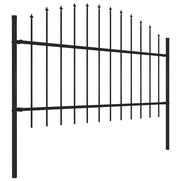vidaXL Garden Fence with Spear Top Steel 537x125 cm Black