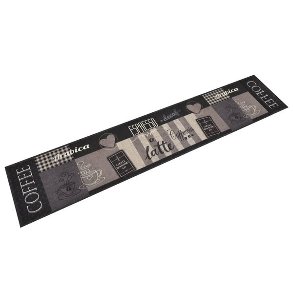 vidaXL Kitchen Rug Washable Coffee Black 60x300 cm Velvet