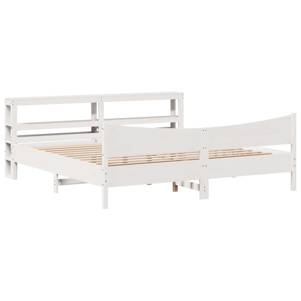 vidaXL Bed Frame with Headboard White 200x200 cm Solid Wood Pine