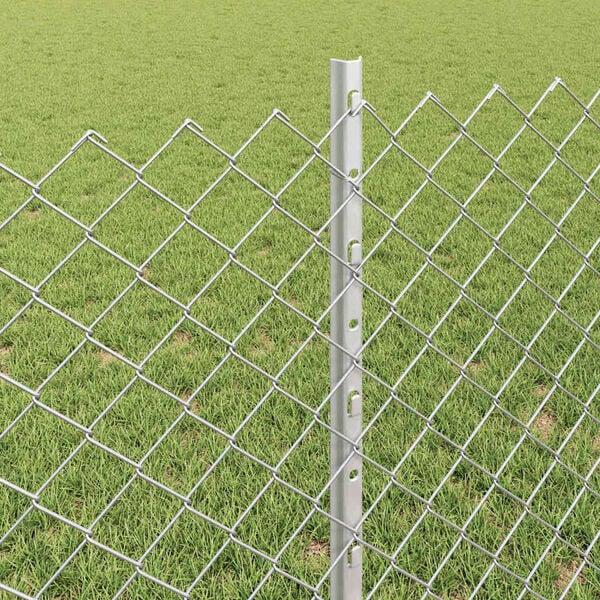 vidaXL Fence with Post Silver 0.8 x 25 m Steel