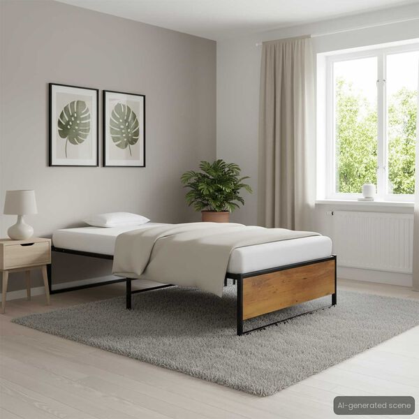 vidaXL Bed Frame without Mattress Black Metal 100x200 cm