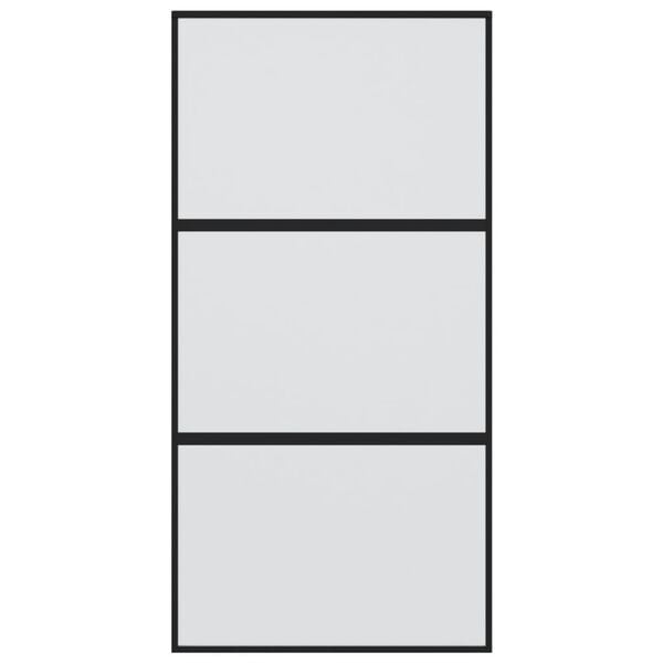 vidaXL Sliding Door Black 102.5x205 cm Tempered Glass and Aluminium