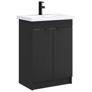 vidaXL Bathroom Furniture Set Black 56 x 37.5 x 81 cm Engineered Wood