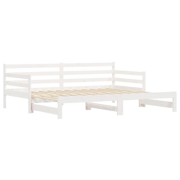 vidaXL Daybed with Trundle without Mattress White 90x190 cm Single Solid Wood