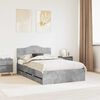 vidaXL Bed Frame with Drawer Concrete Grey 120 x 190 cm Engineer Wood