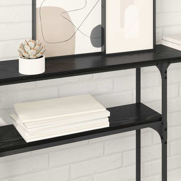 vidaXL ConsoleTable Black Oak 146 x 22.5 x 75 cm Engineered Wood