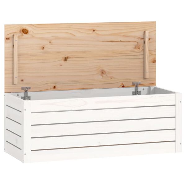 vidaXL Storage Box White 89x36.5x33 cm Solid Wood Pine