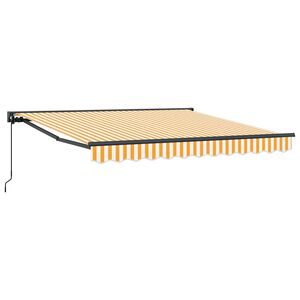 vidaXL Retractable Awning Manual Yellow and White 300 x 250 cm