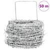 vidaXL Barbed Wire Silver 50 m Hot-dip Galvanised Steel