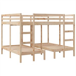 vidaXL Triple Bunk Bed Frame 160x200/80x160 cm Solid Wood Pine