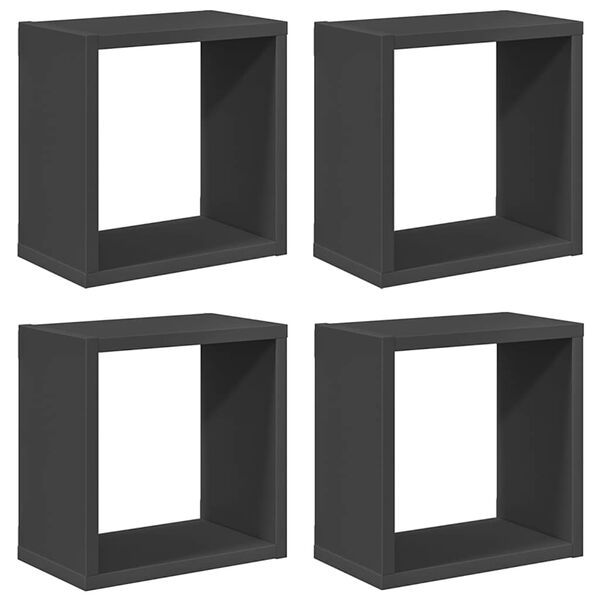 vidaXL Wall Cube Shelves 4 pcs Grey 26x15x26 cm