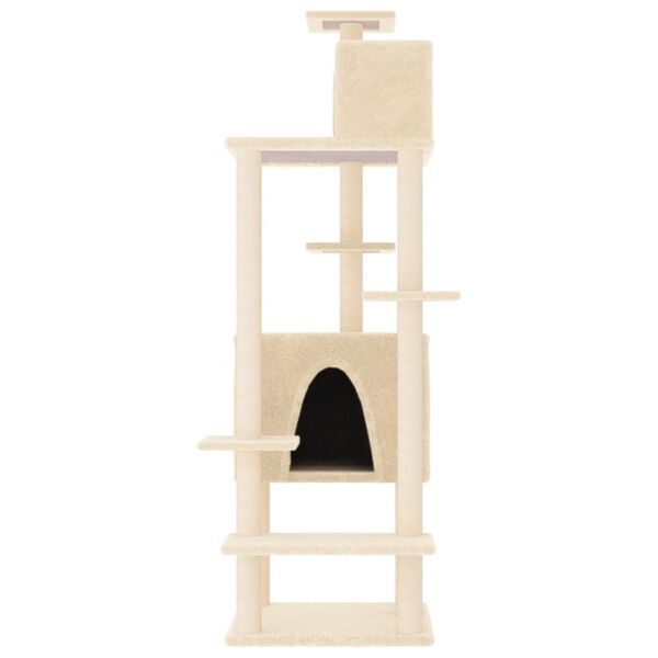 vidaXL Cat Tree with Sisal Scratching Posts Cream 154 cm
