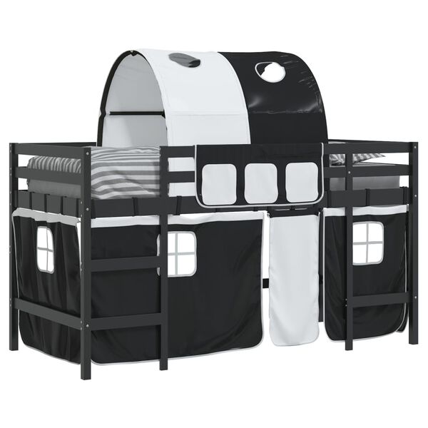 vidaXL Kids' Loft Bed with Tunnel without Mattress White&Black 90x190cm