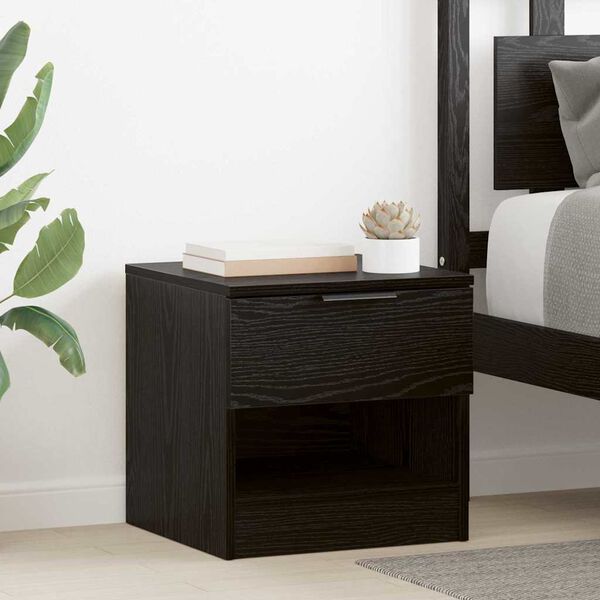 vidaXL Bed Cabinet 2 pcs Black Oak 40 x 39 x 40cm Engineered Wood