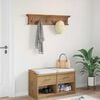 vidaXL Wall Mounted Coat Rack Natural 100 x 10 x 20 cm Solid Teak Wood