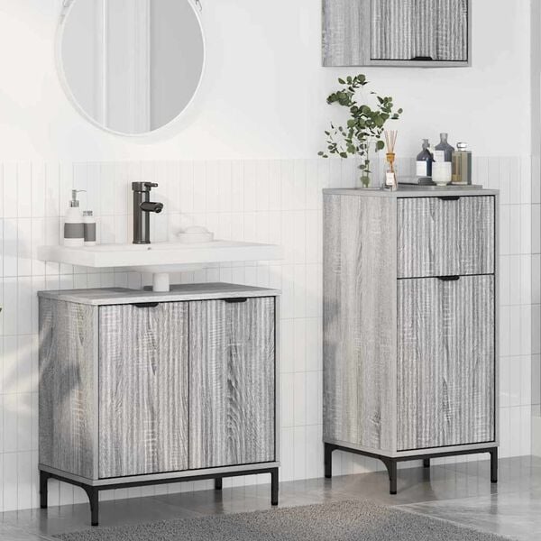 vidaXL Bathroom Furniture Set with Drawer with Shelf 2 pcs Grey Sonoma