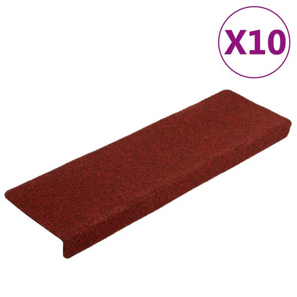 vidaXL Stair Mats Self-adhesive 10 pcs 65x21x4 cm Bordeaux Red Rectangular Edge