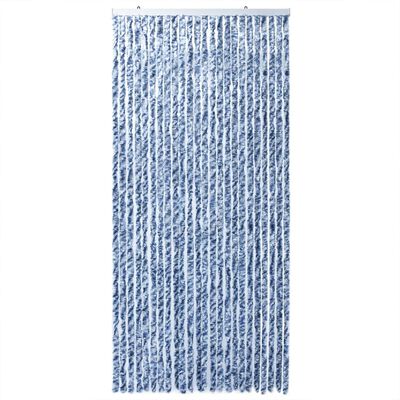 vidaXL Fly Curtain Blue and White 100x200 cm Chenille