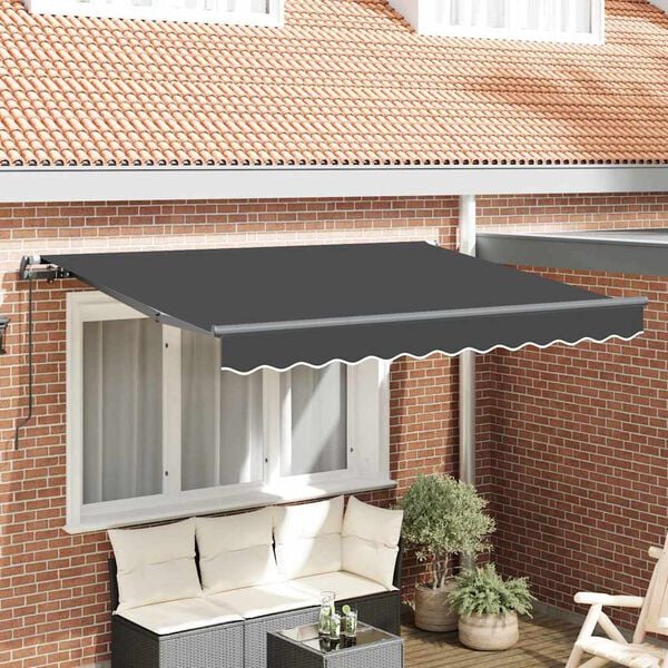 vidaXL Retractable Awning Manual Anthracite 300 x 200 cm Fabric