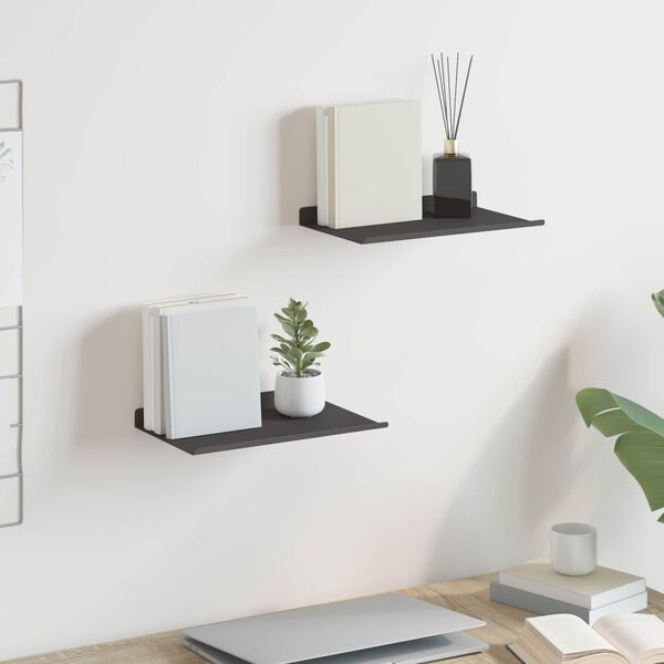 vidaXL Floating Shelf 2 pcs Black 30 x 17.5 x 2.5 cm Steel